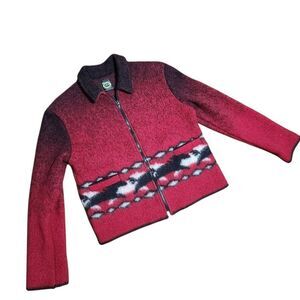Montana Clothing Co Zipper Jacket Womens Large Wool Blend Red Horse